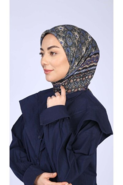locella Soft Pamuk Eşarp Siyah Mavi