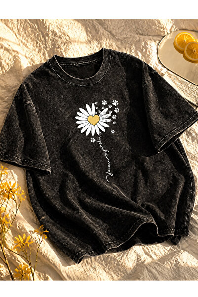 Pink Sky Μπλουζάκι Unisex Oversize με εφέ ξεβαμμένου υφάσματος, Vintage Stree...
