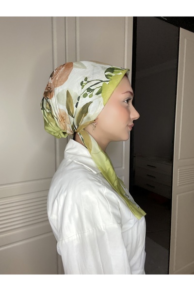 Anatolye Green Floral Pattern Soft Scarf Bonnet - Non-Slip, Anti-Sweat (Non-S...