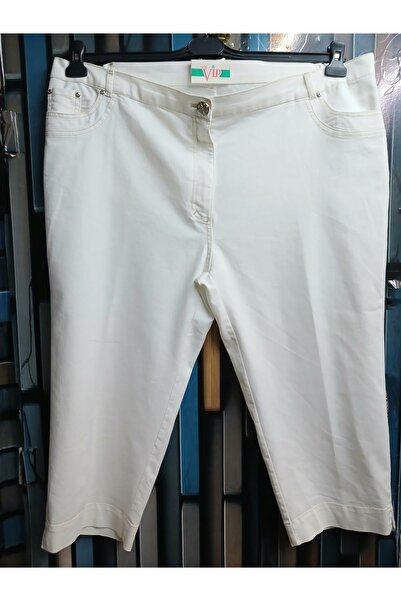 VİPP BÜYÜK BEDEN Women's Oversized White Capri Pants