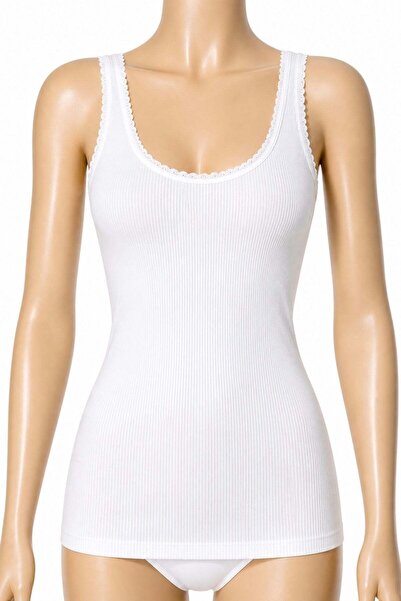 YILDIZ Camisole Wide Strap Women's Undershirt White 100% Cotton 3-Pack