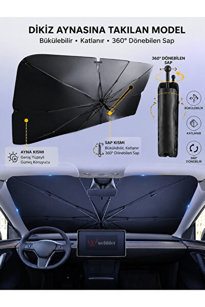 WEHHLER Tesla Model Y 2019-2020-2021-2022-2023-2024-2025-2026 Bükülebilir Sap...