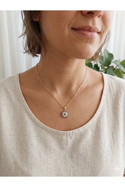 lavante butik kendini özel hisset Zircon Stone Minimal Evil Eye Beaded Neckla...
