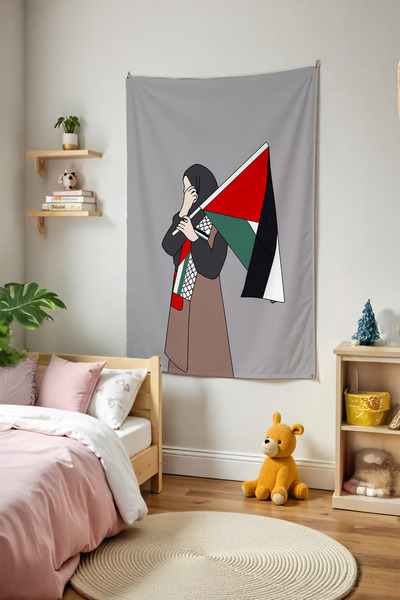 Tepeli Home غرفة فلسطين الحرة تثير المشاعر - لوحة جدارية أنمي، نسيج جداري كبي...