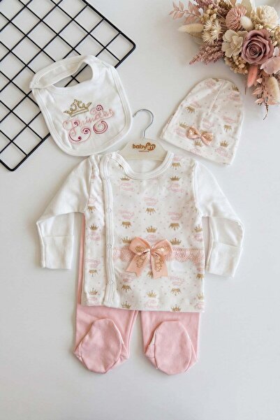 dinamik çocuk Baby Girl 4-Piece Hospital Discharge Set 0-3 Months Newborn wit...