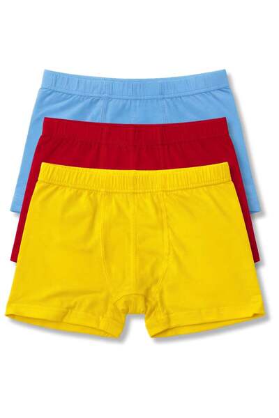 YILDIZ Boys' Lycra Boxer Blue-Red-Yellow 3-Pack