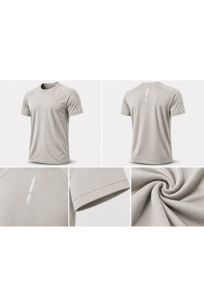 De Carte Men's Sporty Dry-Fit Breathable Sweat-Wicking Athletic Technical T-Shirt with Reflective Detail