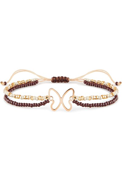MINZA Granola Butterfly Women's Bracelet, 18K Gold, Beaded Bracelet, with Cze...