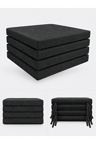 EA HOME ROYALE COMFORT 50x50x5 CM Süngerli Bağcıklı Keten ANTRASİT GRİ Fermua...