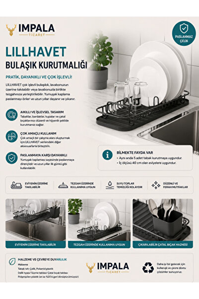 IKEA Çok Fonksiyonlu Bulaşıklık Antrasit