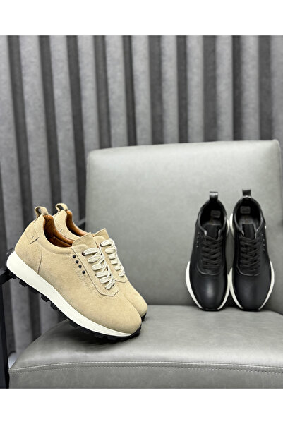 Avni Ceylan Men's Genuine Leather Suede Casual Sneaker – Thick Sole Daily and...