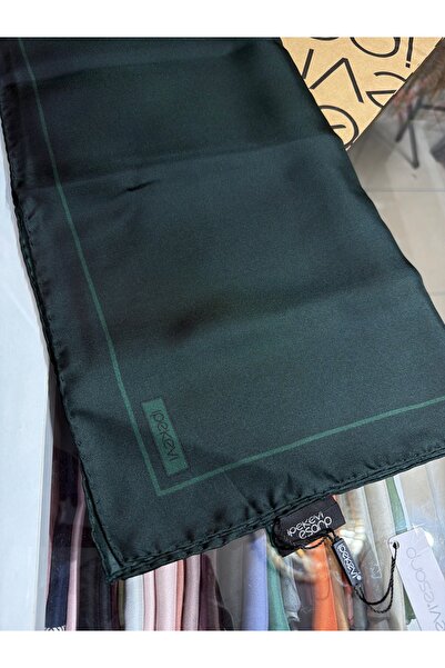 ipekevi Plain Twill Silk Scarf Frame Pine Green 01116