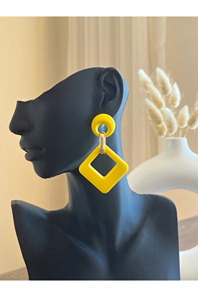 Büyük Hanım Yellow Geometric Style Acrylic Earrings