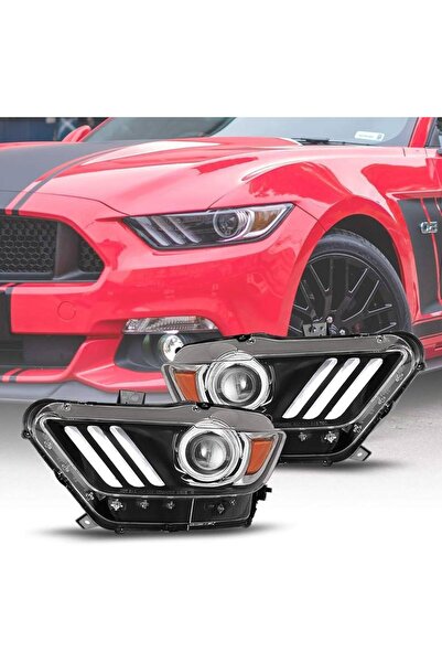 Ford 2015 2016 2017 Mustang [HID/Xenon] DRL LED Tube Projector Black Headlight