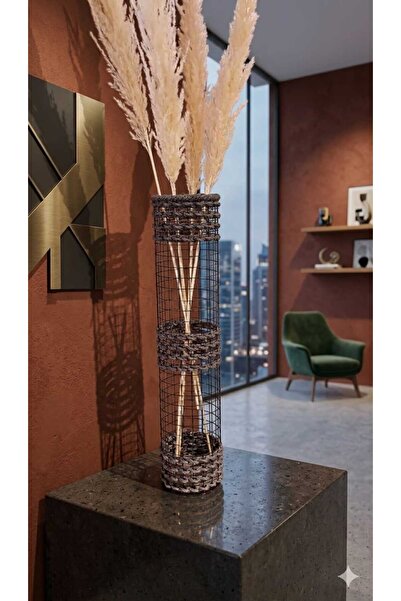 Egindra Metal Wire Mesh Braided Special Design Pampas Vase 55-60 cm Anthracit...