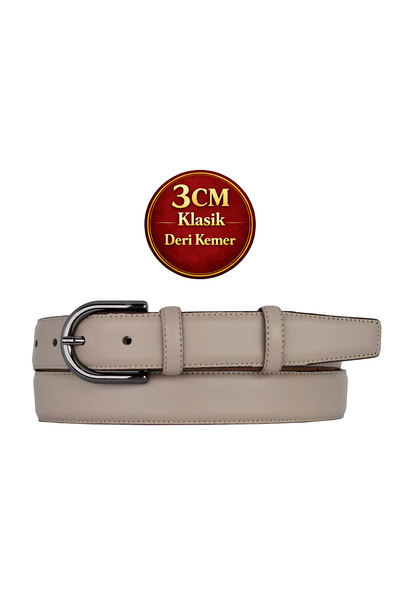 GoDeri Genuine Leather, 3 cm Black Nickel Color Buckle, Mink, Stitched Classi...