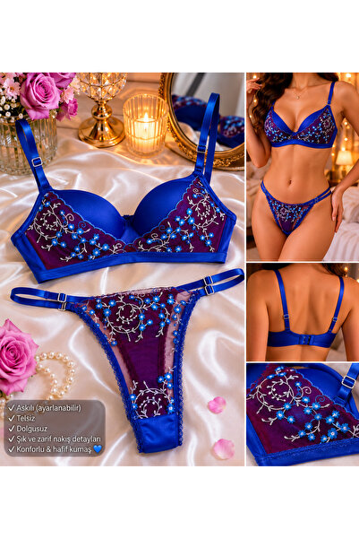 Ankaboss Plus Size Bra Set Adjustable Straps Lace Detailed C Cup Underwear Set