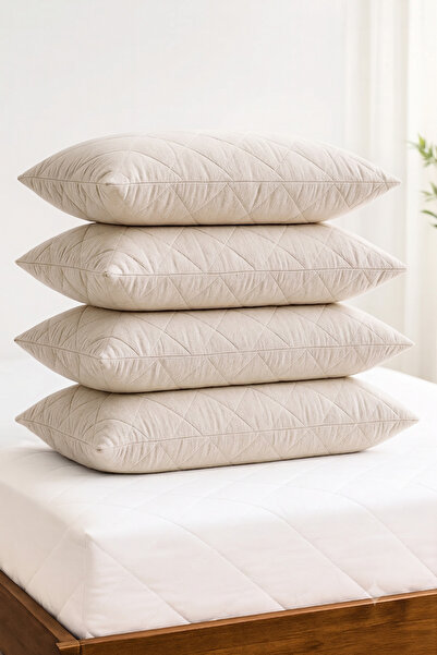 Nart Home Pillow Cover Set Cotton 4-Piece Quilted Pillow Protector Ecru