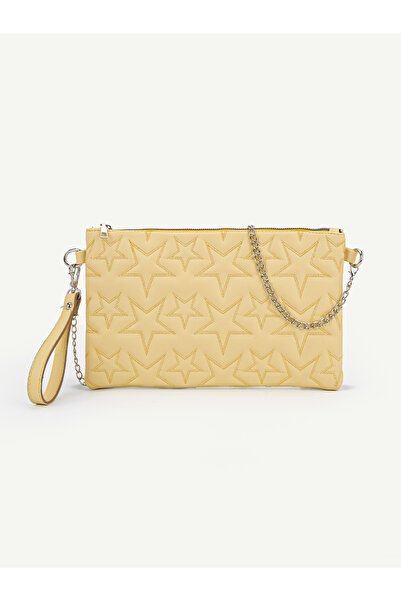 Rivina Women's Star Embroidered Portfolio Handbag with Wrist Strap and Satin ...