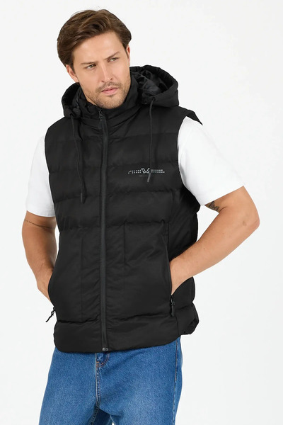 bc black craft denim Ανδρικό γιλέκο BLACK CRAFT σε μαύρο χρώμα, με μοντέρνο σ...
