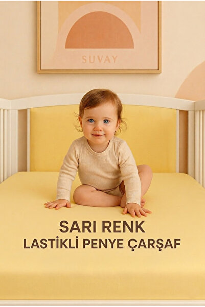 SUVAY Yellow Baby Elastic Sheet 100% Cotton Combed Cotton Park Mattress | 60X...