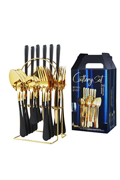Vivendo Set tacamuri 24 piese cu suport, otel inoxidabil