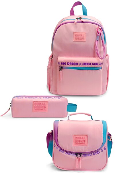 Coral High Pink 3-Piece School Bag Set Set0124424