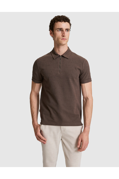 Pierre Cardin Tamno smeđa uska polo majica s ovratnikom 50321152-VR084