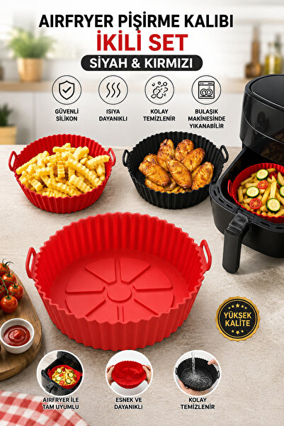 Stork 2'li Fritöz Airfryer Silikon Pişirme Kabı Seti - Yanmaz Yapışmaz Isıya ...