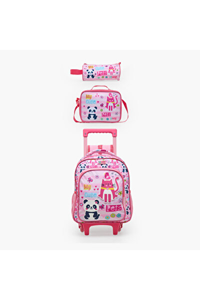 Must Team MustTeam Pets Print 3-Piece Trolley Bag Set for Girls 2-5 Years wit...