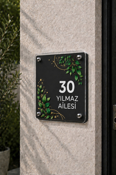 JHAAR Kişiye Özel Pleksi Kapı İsimliği – Modern & Lüks UV Baskılı Dekoratif K...
