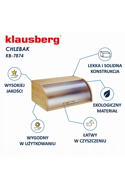Klausberg Cutie din bambus CHLEBAK, 41 cm, pentru pâine proaspătă și chifle, ...
