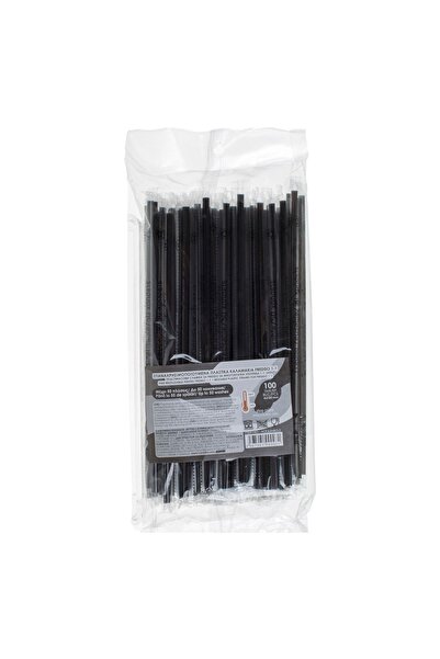 Z Store 100 bucăți Paie reutilizabile din plastic negru pentru Freddo, drepte...