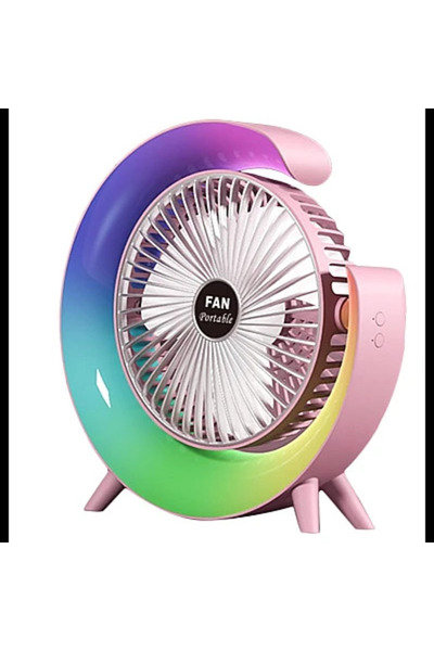Vivendo Mini ventilator de birou rotund cu LED RGB