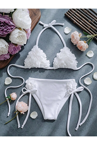 bright moon Girls' Special Design Bikini Set with Adjustable Laces