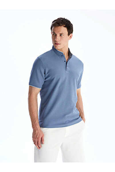 LC Waikiki Blue Judge Collar Men's T-Shirt