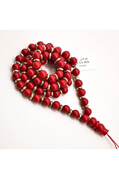 Generic Laser Coral Beads 66 Pieces 6mm Red Bead String with Silver Spacer Ac...