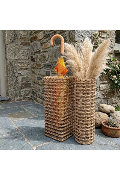 Egindra Wicker Weaving Decorative 2-Piece Basket-Vase Handmade Metal Wire Vas...