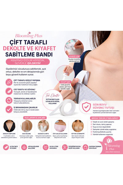 Blooming Plus Vücut Ve Kıyafet Için Çift Taraflı Sabitleme Dekolte Abiye Geli...