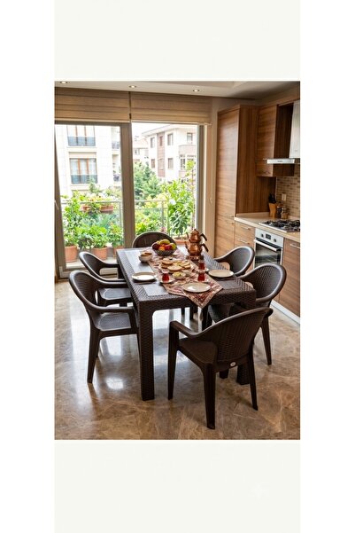 Parille Lion Rattan Desenli Bahçe Balkon Mutfak Masa Sandalye Takımı - 1 Masa...