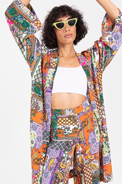 BSL Desenli Midi Boy Kimono