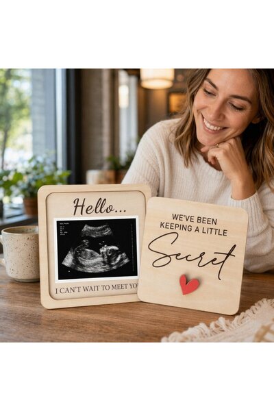 Generic 1 Wooden Pregnancy Announcement Frame Ultrasound Picture Keepsake Nur...