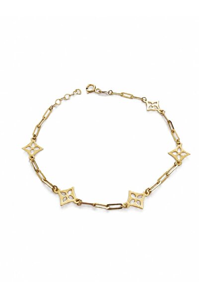 Aur 585 Brățară damă din aur galben 14k, model decorativ cu elemente romb, 17...