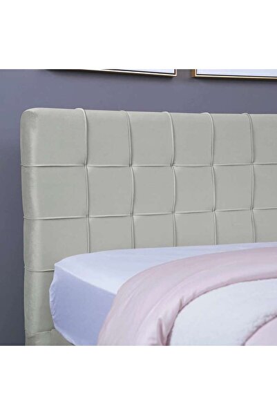 PAN HOME هيرمونيا هيدبورد مخمل أبيض L-150: ارتفاع 125 سم
