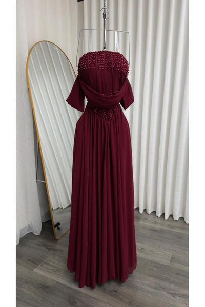 SERA Off-Shoulder Evening Gown with Corset Design