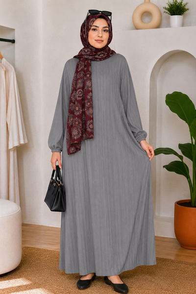 EruZan Women's Sandy Viscose Plus Size Pleated Dress