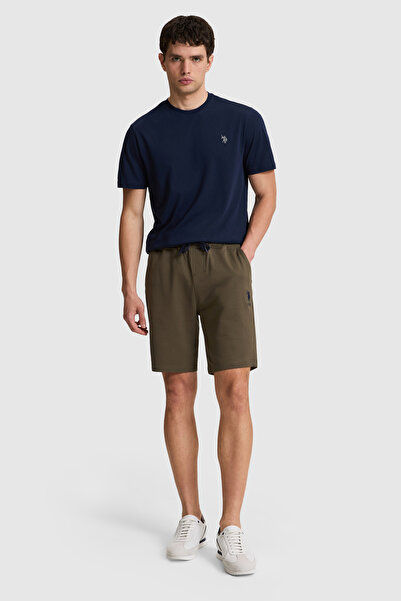 U.S. Polo Assn. شورت محبوك باللون الكاكي الداكن للرجال 50322605-VR111