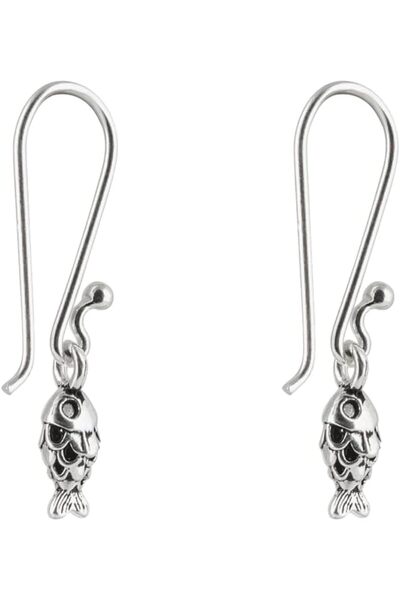 MINZA Fish Women's Earrings, 925 Sterling Silver, Earrings, Handmade Adjustab...
