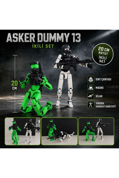 MD Design Dummy 13 Asker Figürü 20 CM İkili Set – Hareketli Eklemli Aksiyon F...