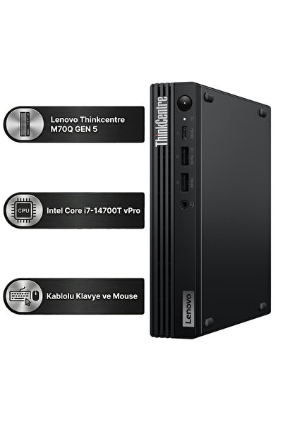 LENOVO ThinkCentre M70q Gen 5 Intel Core i7-14700T 16GB 512GB SSD Fdos Mini M...